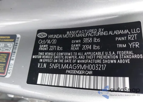 2021 Hyundai Elantra Sel из США, поврежденный, VIN 5NPLM4AG9MH003217